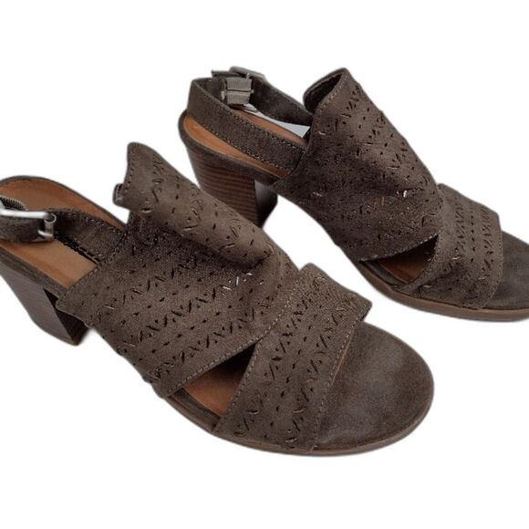 Seychelles Womens Olive Green Bora Suede Chunky Block Sandal Heel Size 7 Neutral - Picture 1 of 10